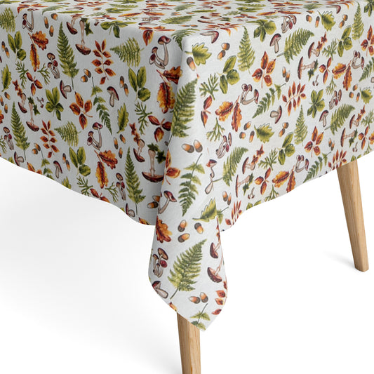 Tischdecke beschichtete Baumwolle Herbst Laub Pilze