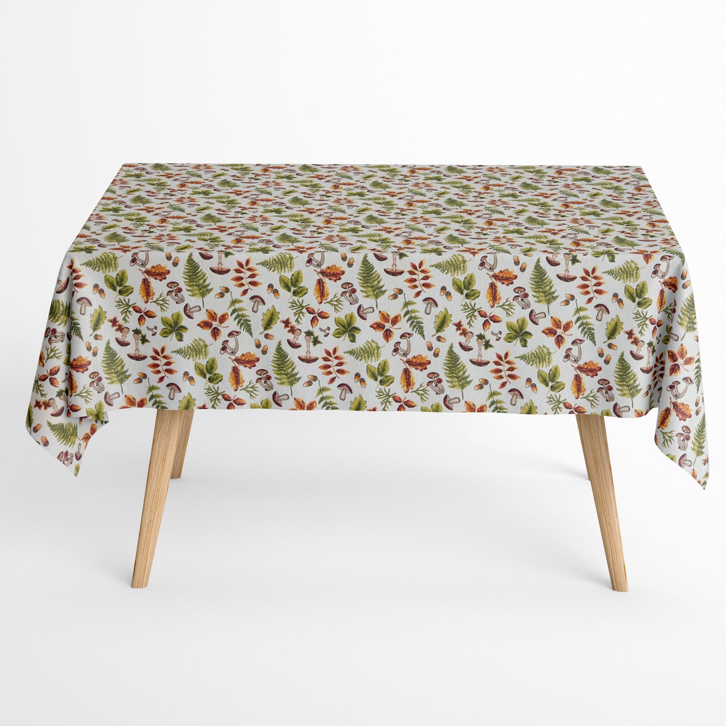 Tischdecke beschichtete Baumwolle Herbst Laub Pilze