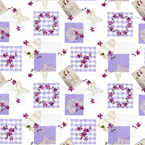 Wachstuch Tischdecke C116-1 Patchwork lila Postkarten Schmetterlinge floral eckig rund oval