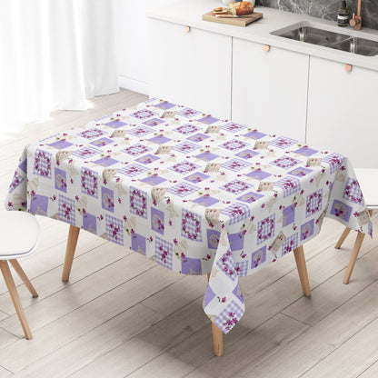 Wachstuch Tischdecke C116-1 Patchwork lila Postkarten Schmetterlinge floral eckig rund oval