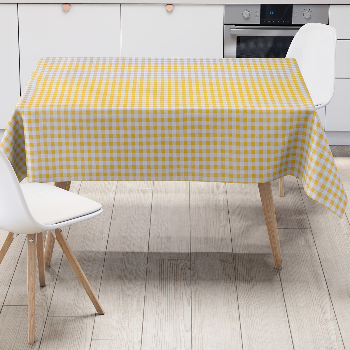 Wachstuch Tischdecke C141014 gelb kariert klein Vichy eckig rund oval –