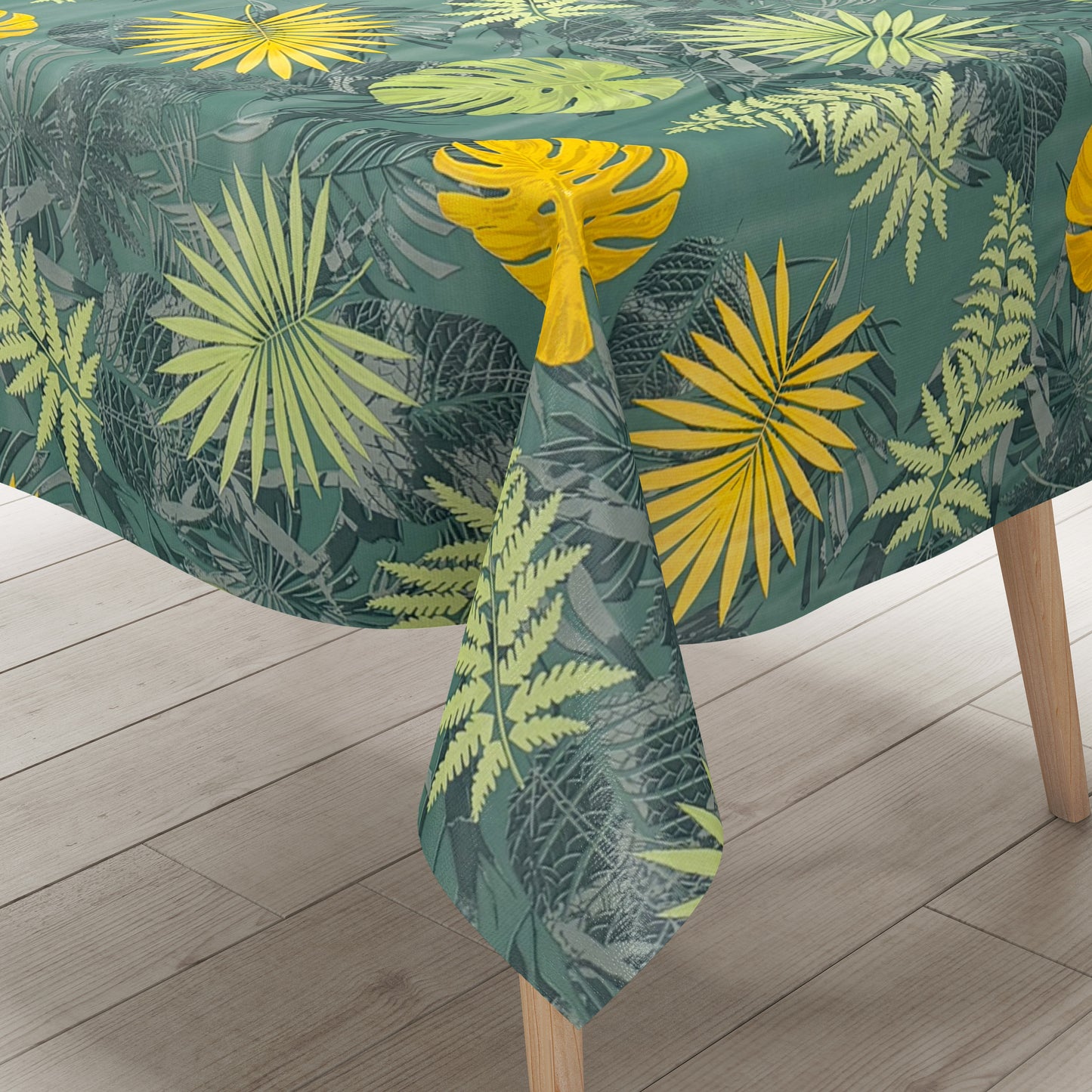 Wachstuch Tischdecke C141774 grün Monstera Dschungel Blätter Sommer eckig rund oval
