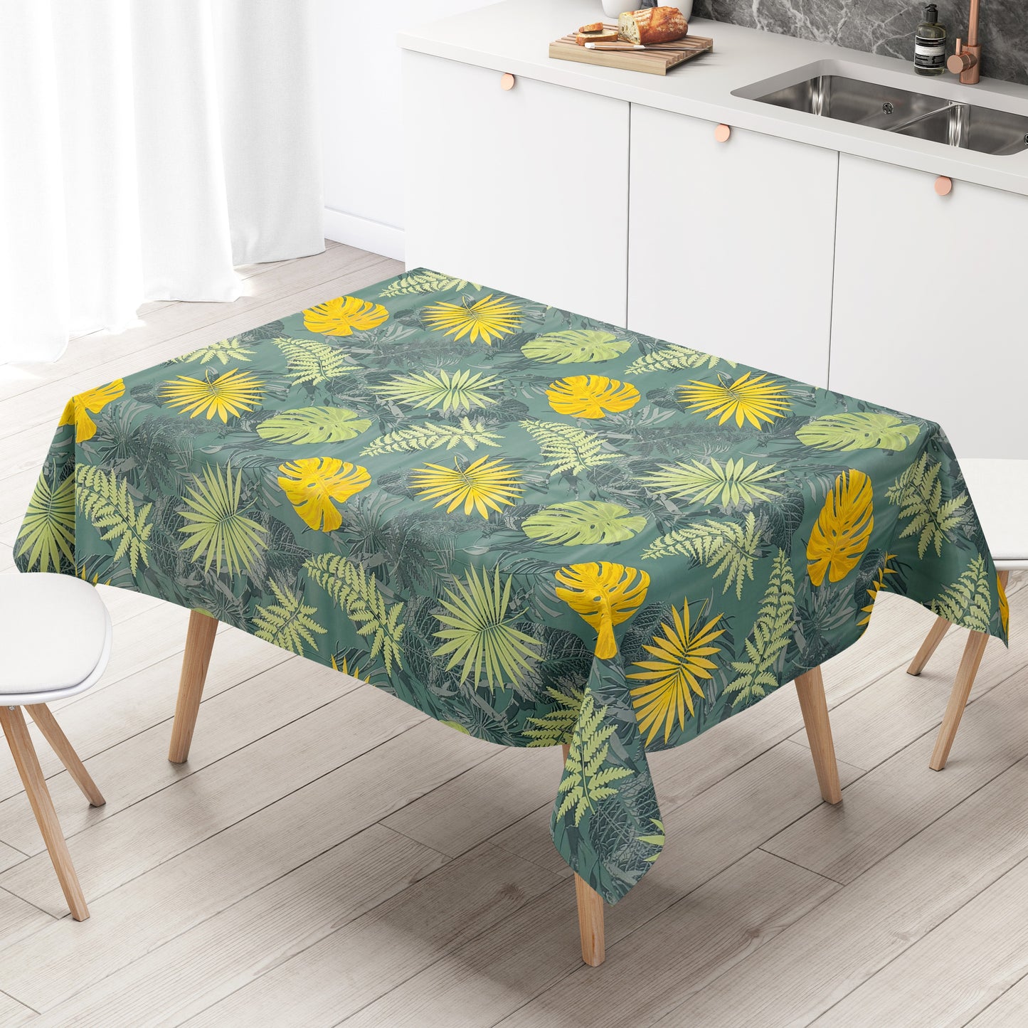 Wachstuch Tischdecke C141774 grün Monstera Dschungel Blätter Sommer eckig rund oval