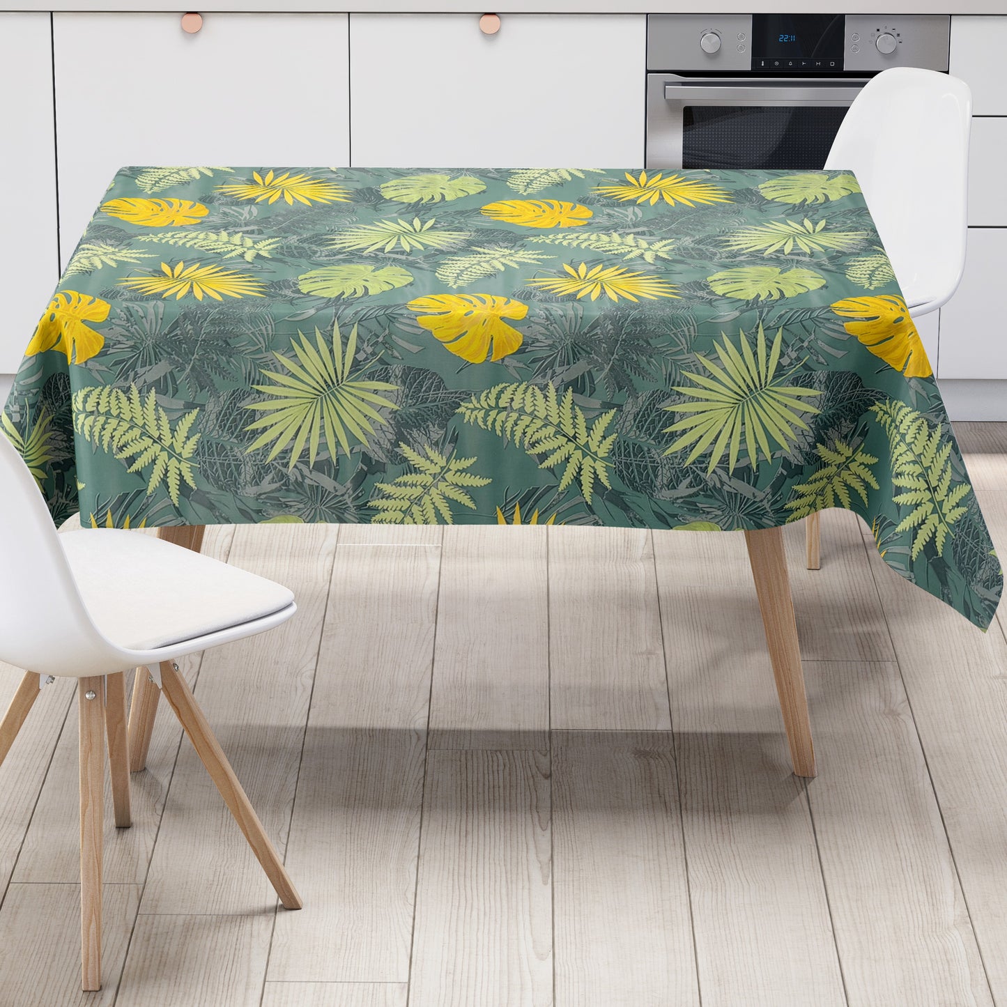 Wachstuch Tischdecke C141774 grün Monstera Dschungel Blätter Sommer eckig rund oval