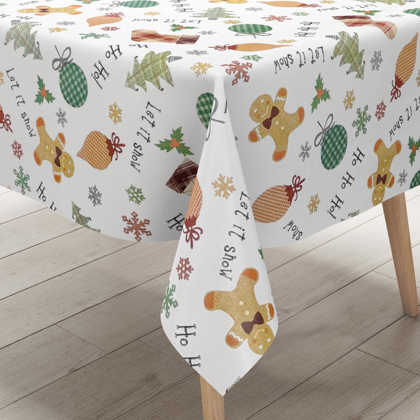Wachstuch Tischdecke C141951 Weihnachten HoHoHo Lebkuchenmann eckig rund oval