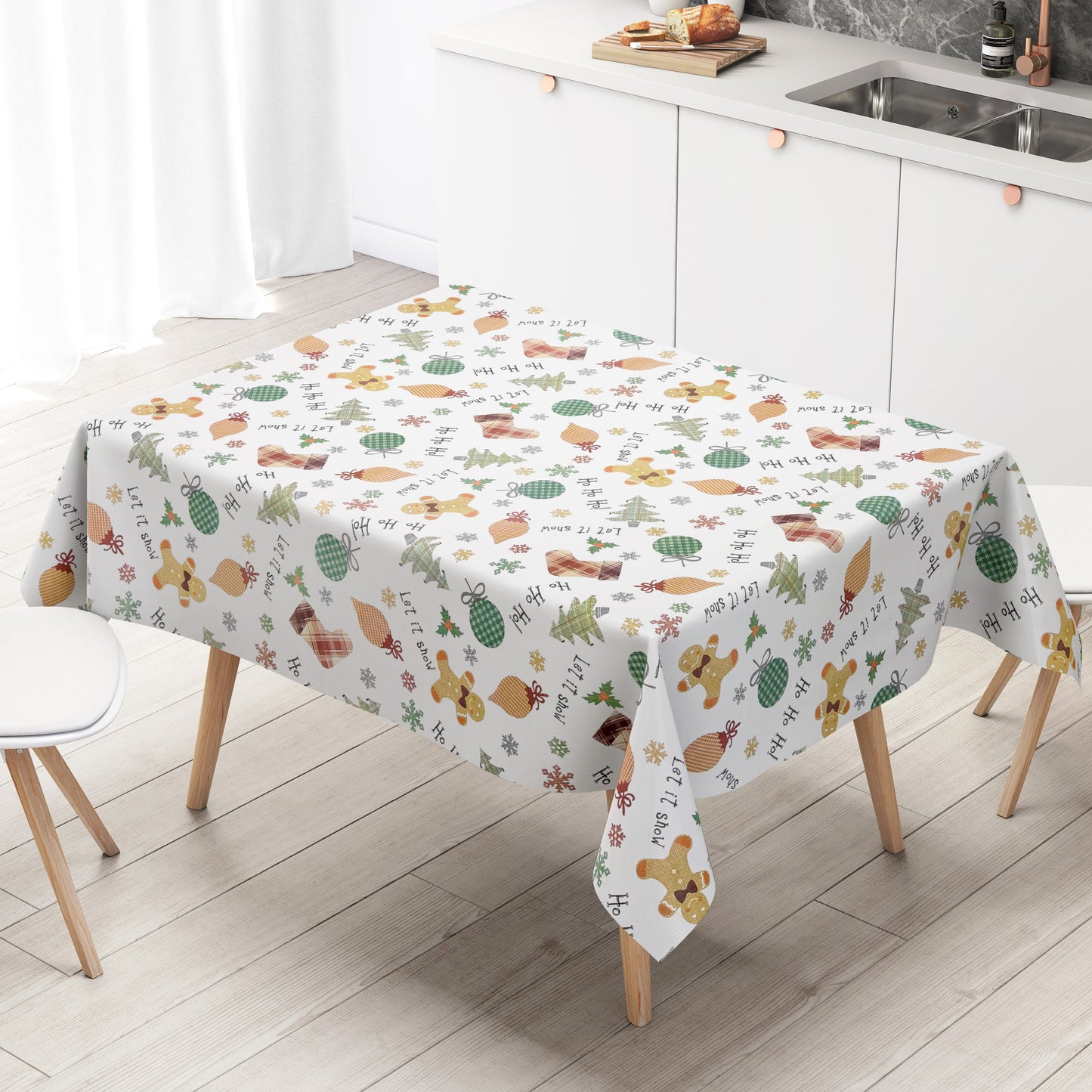 Wachstuch Tischdecke C141951 Weihnachten HoHoHo Lebkuchenmann eckig rund oval