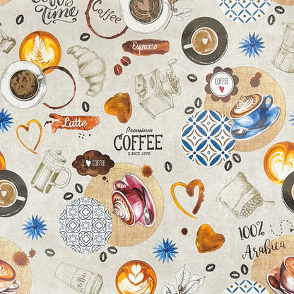 Wachstuch Tischdecke Kaffeemotiv