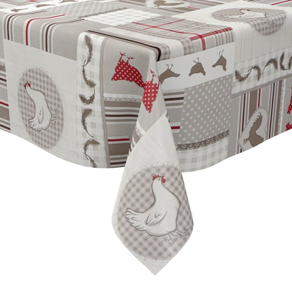 Nappe en toile cirée C144431 plumes de poulet maison de campagne à carreaux carrée ronde ovale