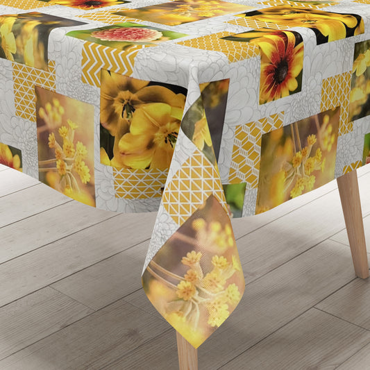 Wachstuch Tischdecke Blumen gelb
