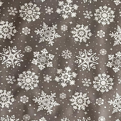 KEVKUS Wachstuch Tischdecke CY33 taupe Schneeflocken Weihnachten Winter wählbar in eckig, rund und oval -