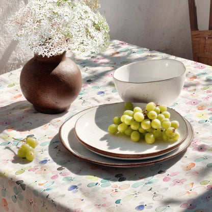Jacquard Tischdecke aus beschichteter Baumwolle mit Fleckenschutz DP142 pastellfarbene Blüten eckig rund oval