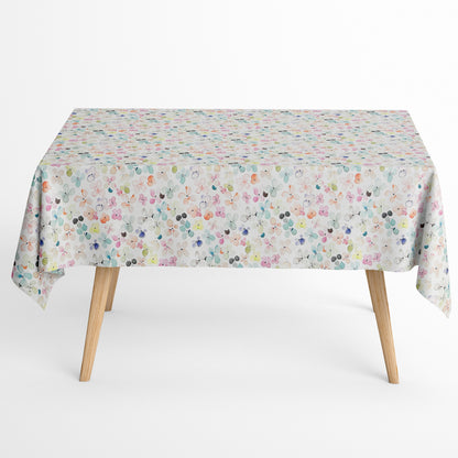 Jacquard Tischdecke aus beschichteter Baumwolle mit Fleckenschutz DP142 pastellfarbene Blüten eckig rund oval