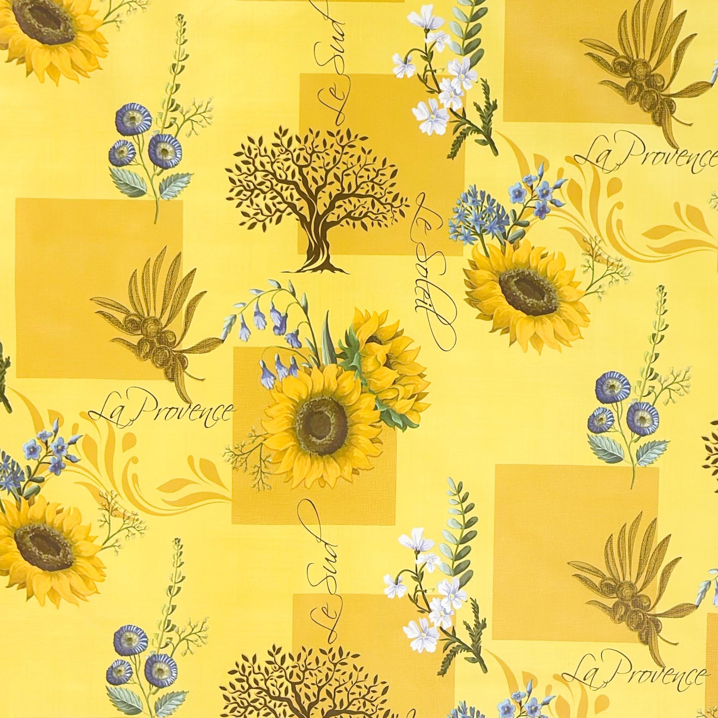 Wachstuch Tischdecke Sonnenblumen auf gelb