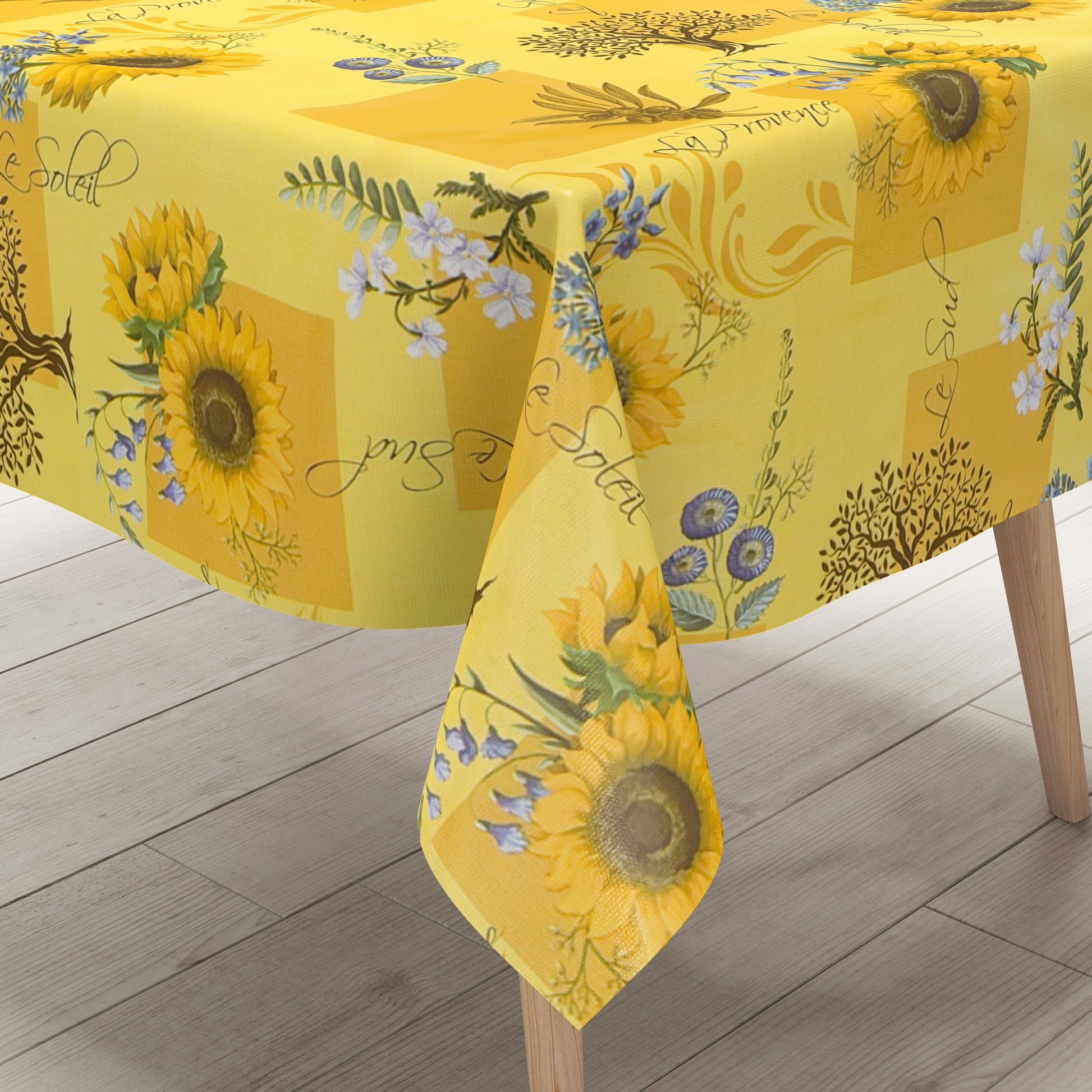 Wachstuch Tischdecke Sonnenblumen auf gelb