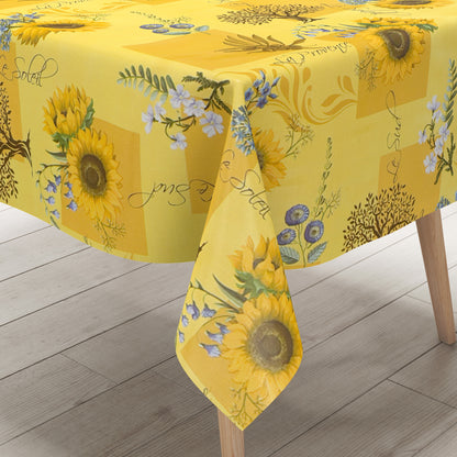 Wachstuch Tischdecke Sonnenblumen auf gelb