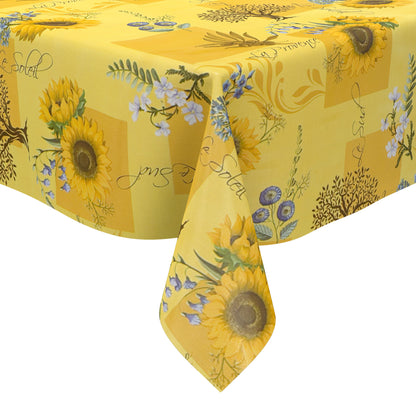 Wachstuch Tischdecke Sonnenblumen auf gelb