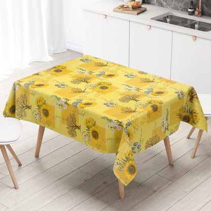 Wachstuch Tischdecke Sonnenblumen auf gelb