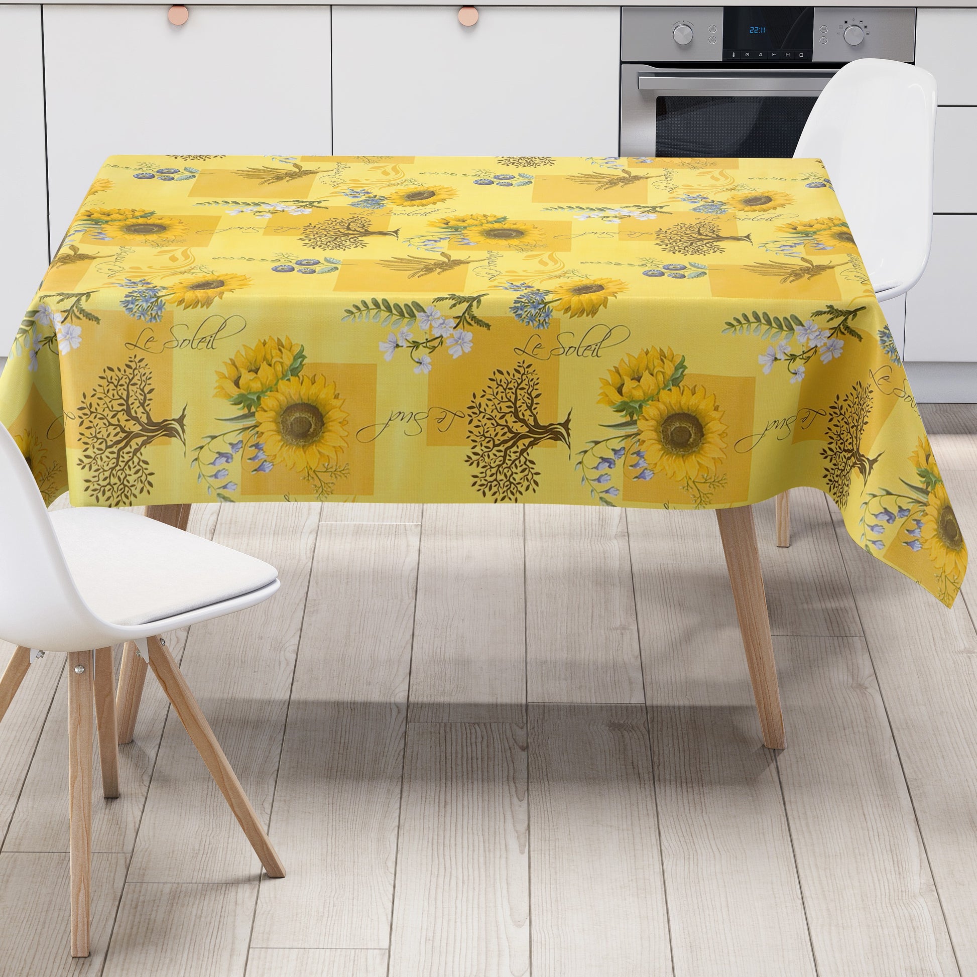 Wachstuch Tischdecke Sonnenblumen auf gelb