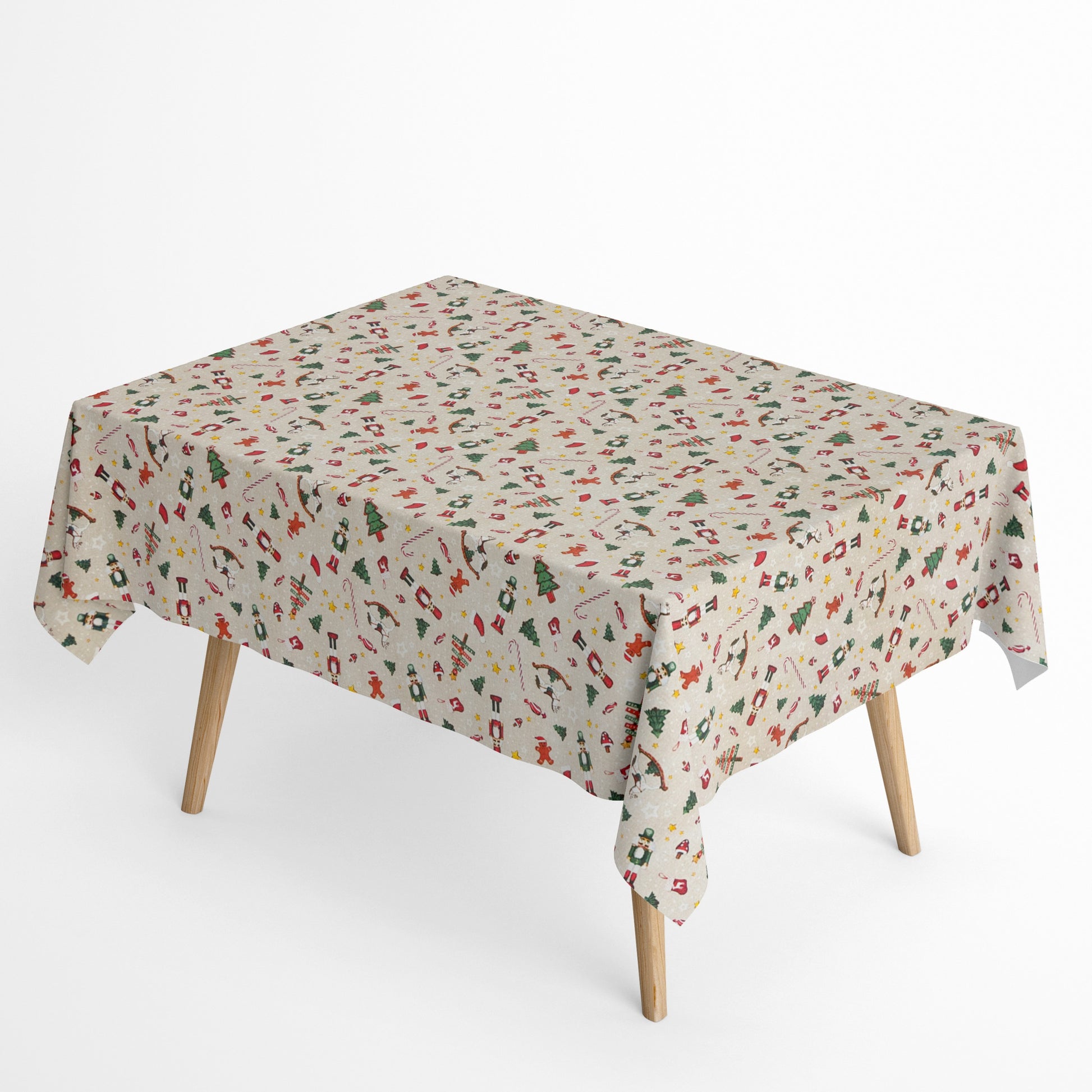 Tischdecke beschichtete Baumwolle Weihanchten beige Nussknacker