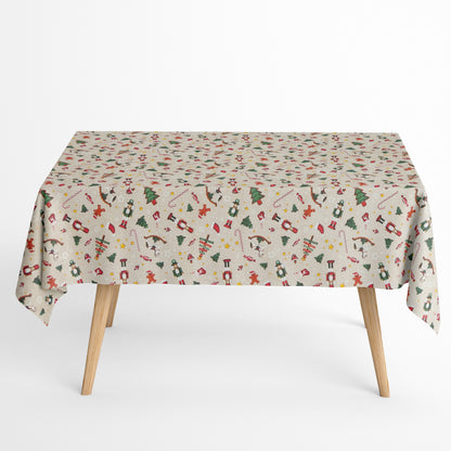 Tischdecke beschichtete Baumwolle Weihanchten beige Nussknacker