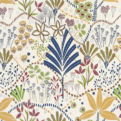 Wachstuch Tischdecke Bunte Blumenvielfalt im modernen Patchwork-Stil