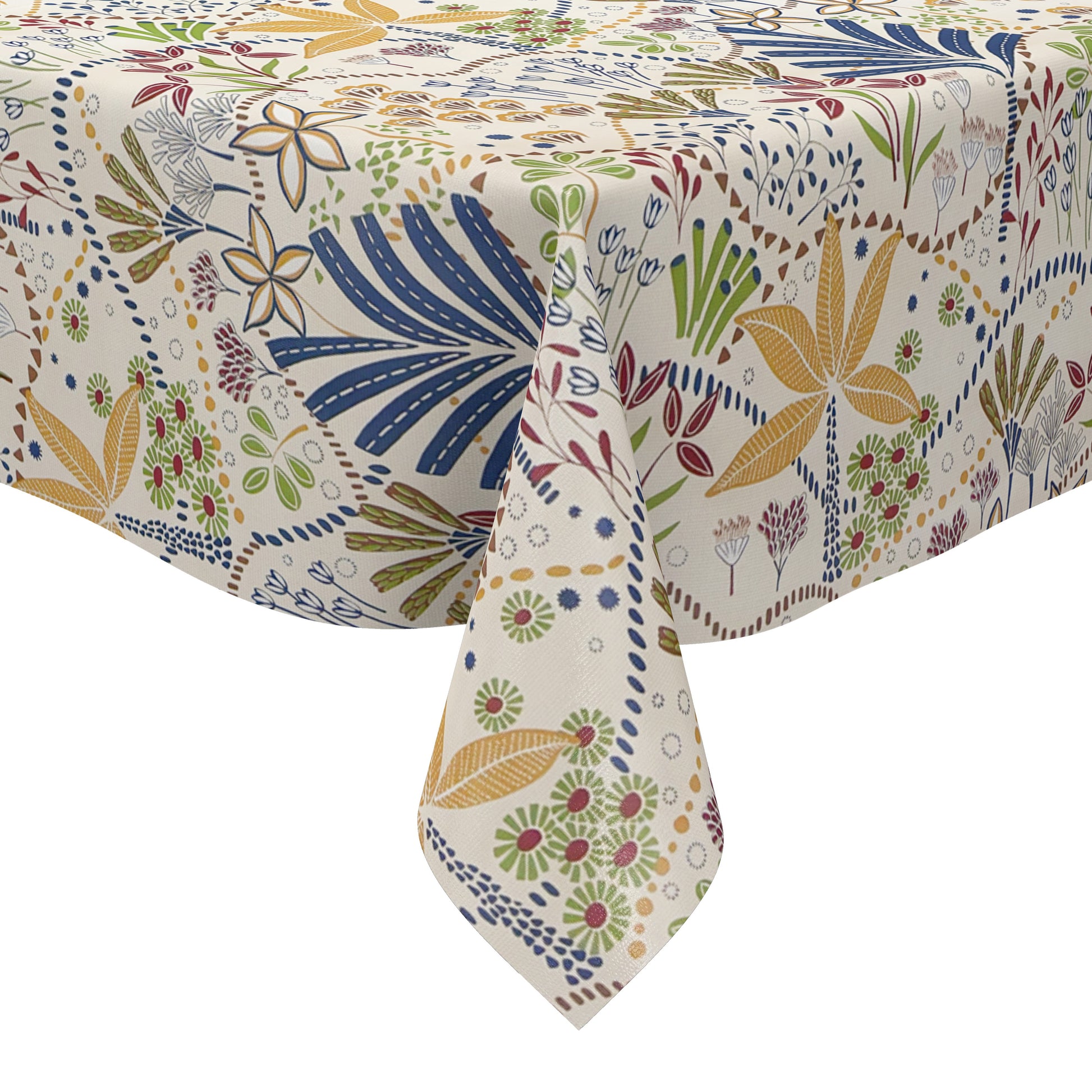 Wachstuch Tischdecke Bunte Blumenvielfalt im modernen Patchwork-Stil