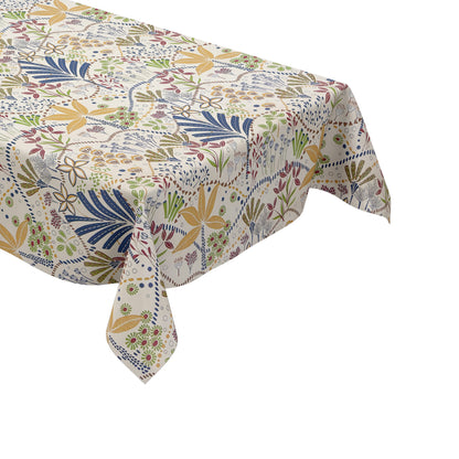 Wachstuch Tischdecke Bunte Blumenvielfalt im modernen Patchwork-Stil