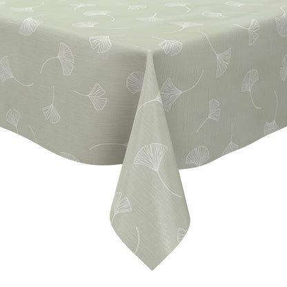 Wachstuch Tischdecke EG43 mintgrün Leinenstruktur Ginkgoblätter eckig rund oval