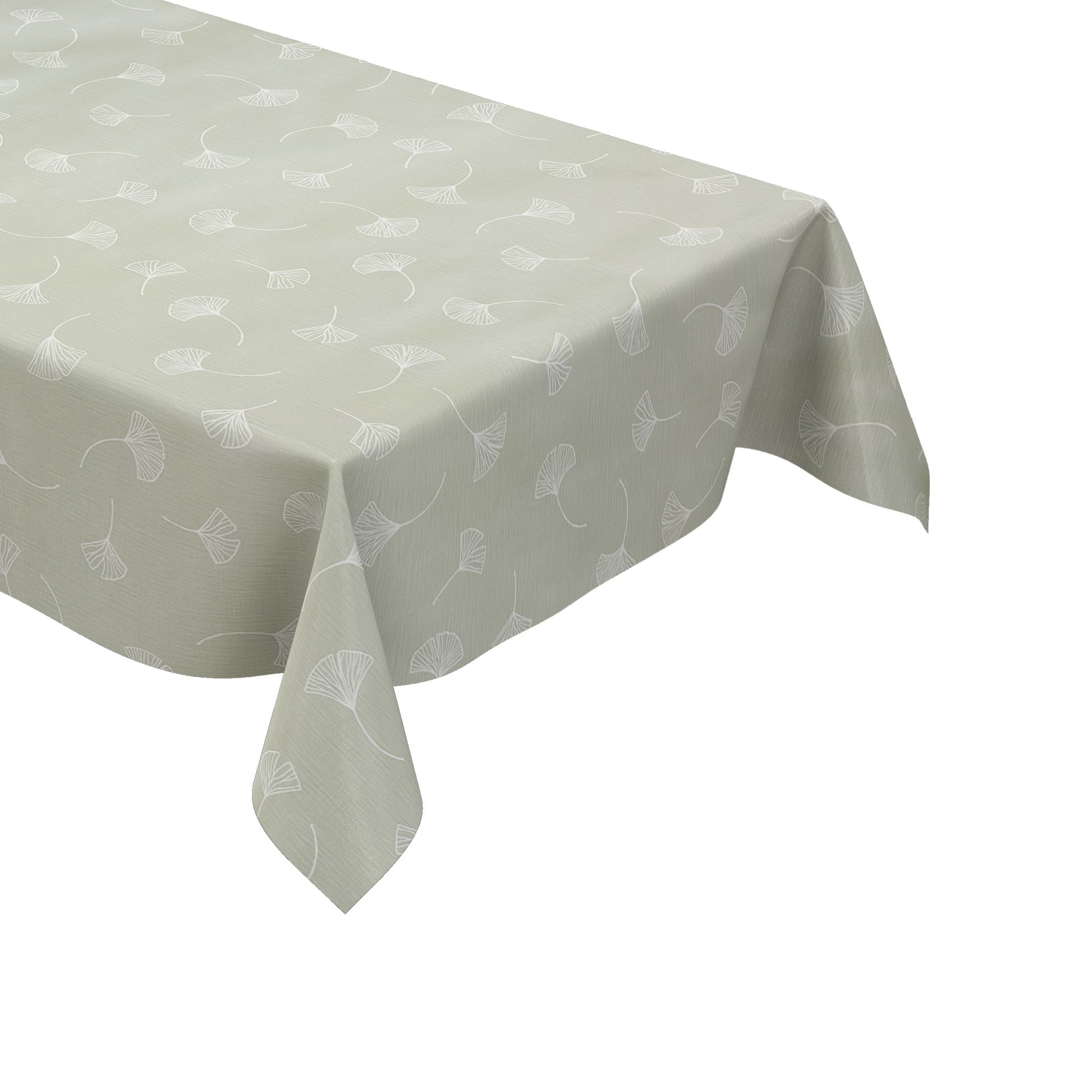 Wachstuch Tischdecke it Ginkgoblättern auf mintgrün