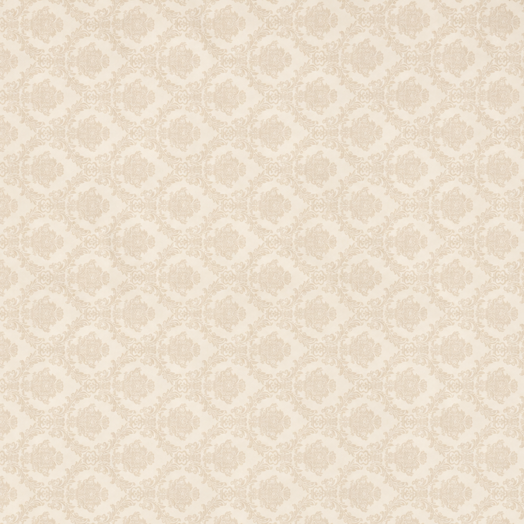Beige Jacquard-Tischdecke aus beschichteter Baumwolle mit elegantem Ornamentmuster und Fleckenschutz.