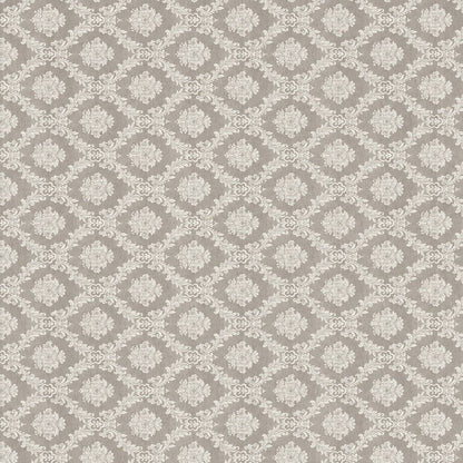 Rechteckige Tischdecke in Taupe aus beschichteter Baumwolle mit elegantem Jacquard-Damastmuster.