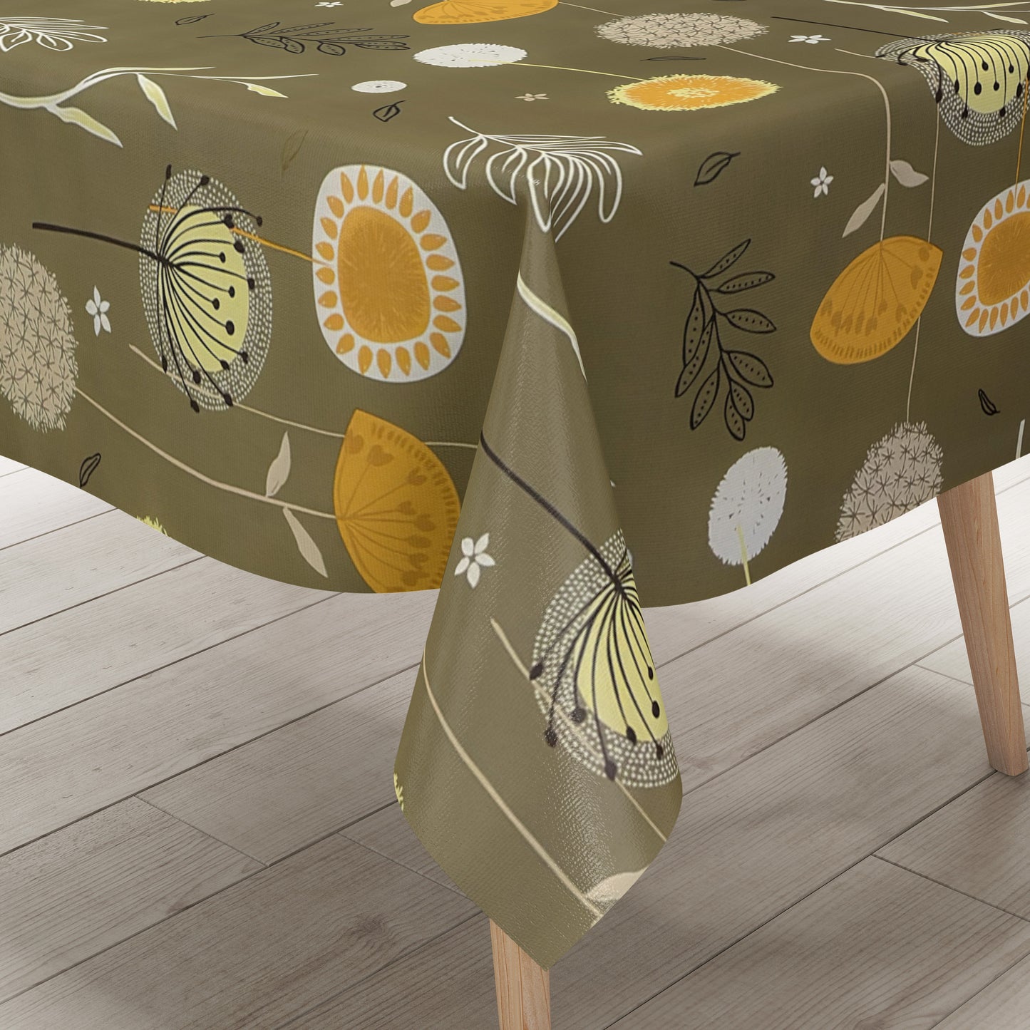 Wachstuch Tischdecke Gräser auf verdegrün