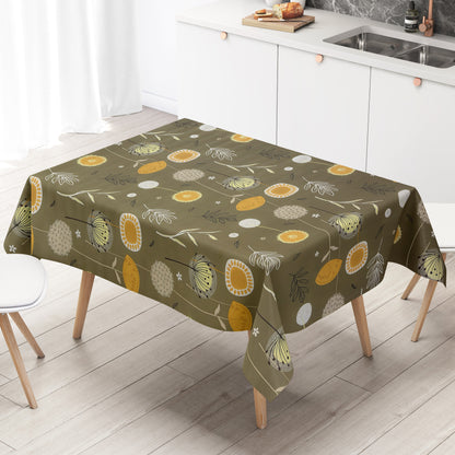 Wachstuch Tischdecke Gräser auf verdegrün