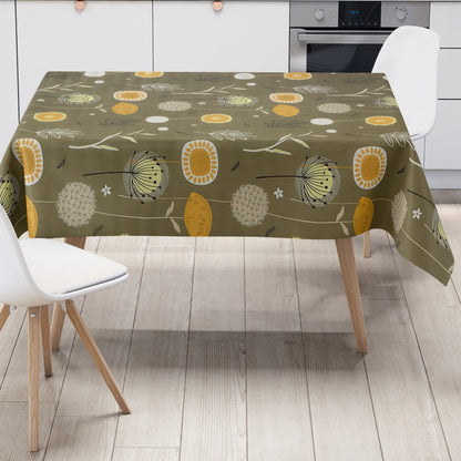 Wachstuch Tischdecke Gräser auf verdegrün