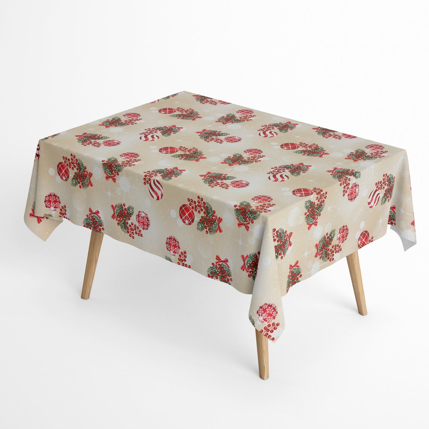 Tischdecke beschichtete Baumwolle beige Weihnachten 