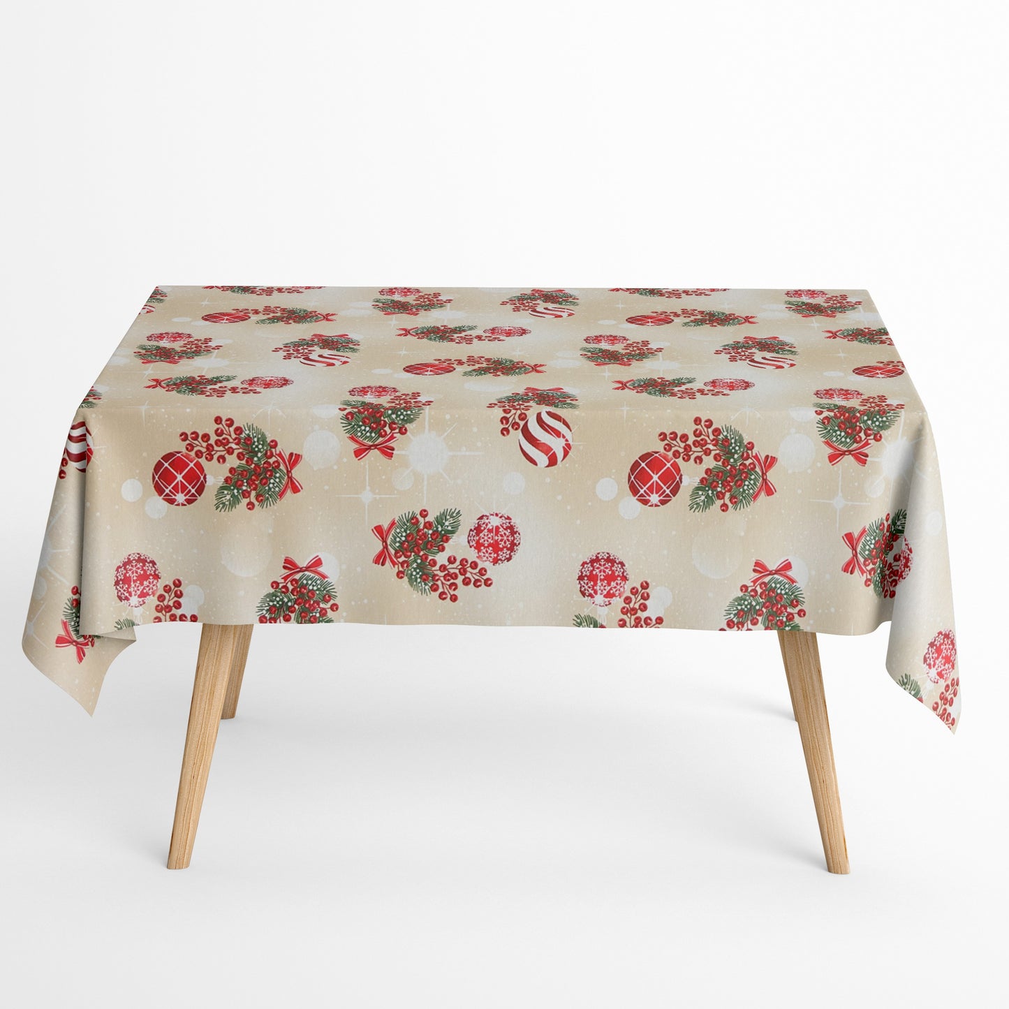 Tischdecke beschichtete Baumwolle beige Weihnachten 