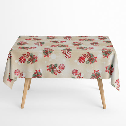 Tischdecke beschichtete Baumwolle beige Weihnachten 