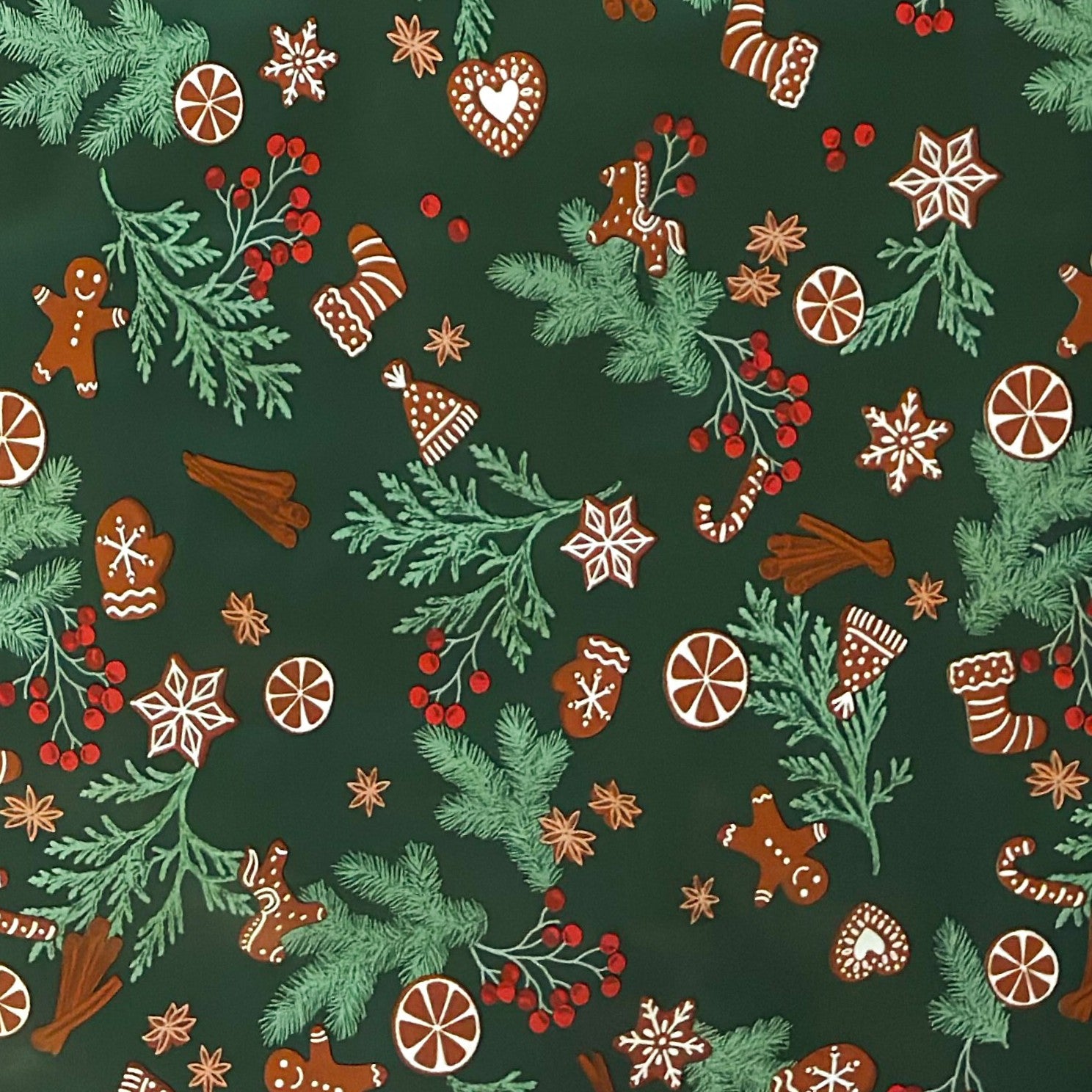 Wachstuch Tischdecke eihnachten tannengrün Lebkuchen