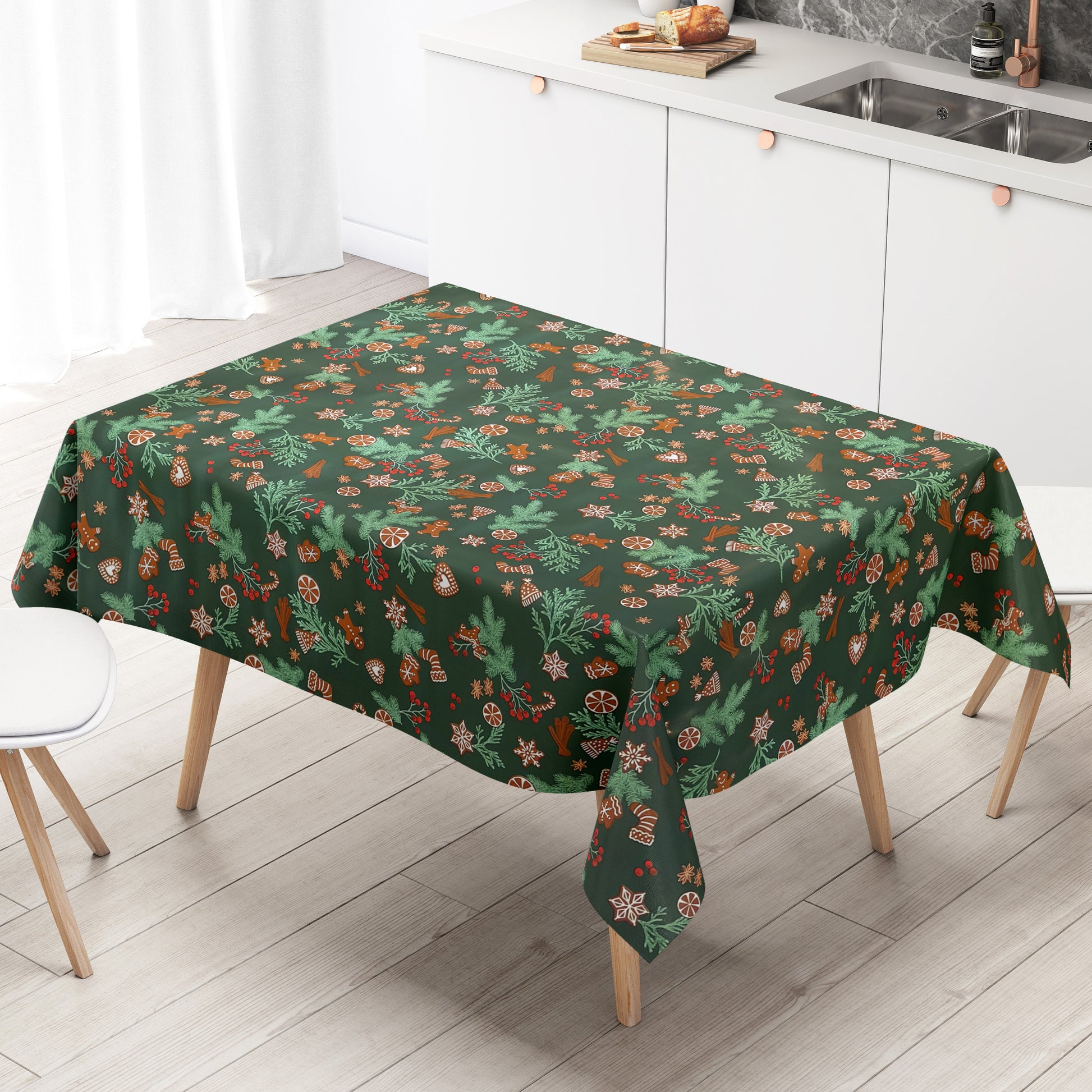Wachstuch Tischdecke eihnachten tannengrün Lebkuchen
