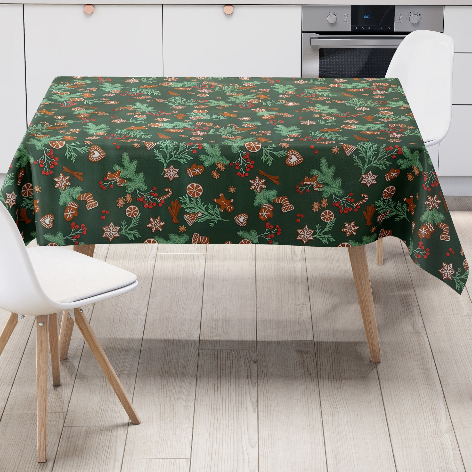 Wachstuch Tischdecke eihnachten tannengrün Lebkuchen