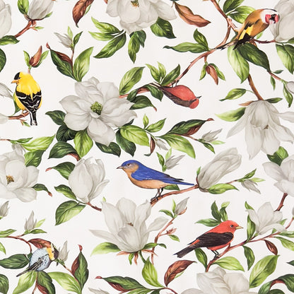 Wachstuch Tischdecke mit Meise Eisvogel und Blüten Vögeln