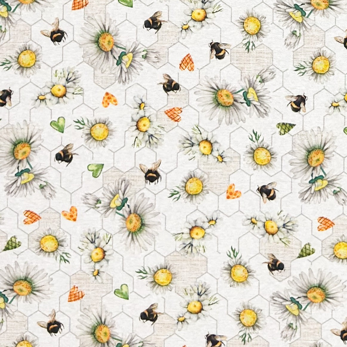Tischdecke aus beschichteter Baumwolle Bienen und Blüten