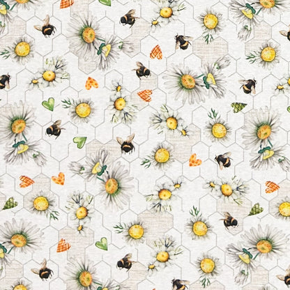 Tischdecke aus beschichteter Baumwolle Bienen und Blüten
