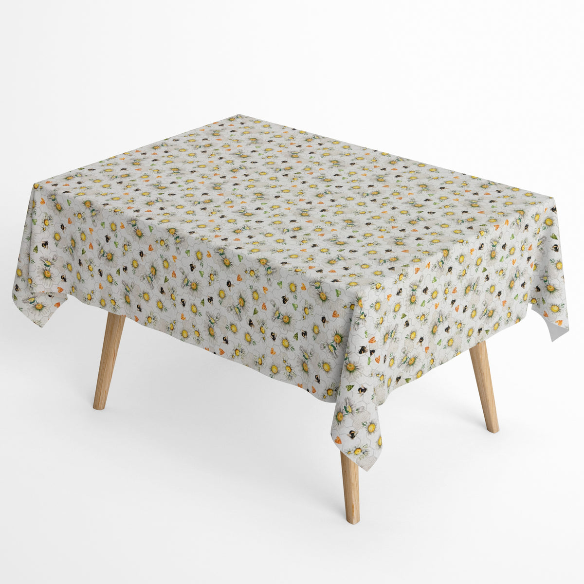 Tischdecke aus beschichteter Baumwolle Bienen und Blüten