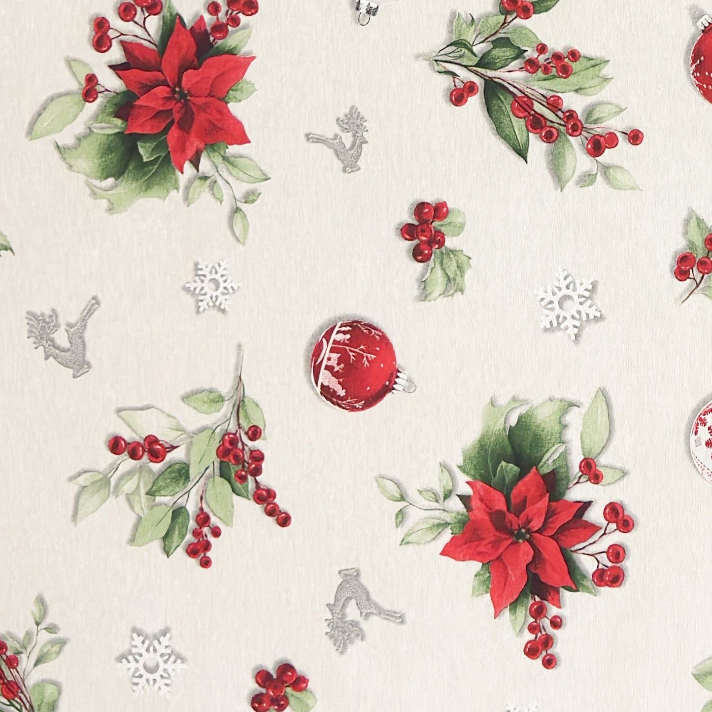 Tischdecke beschichtete Baumwolle Weihnachtsstern Weihnachtskugel Schneeflocke