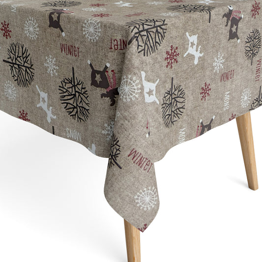 Tischdecke beschichtete Baumwolle Skandinavien Rentier Winter 