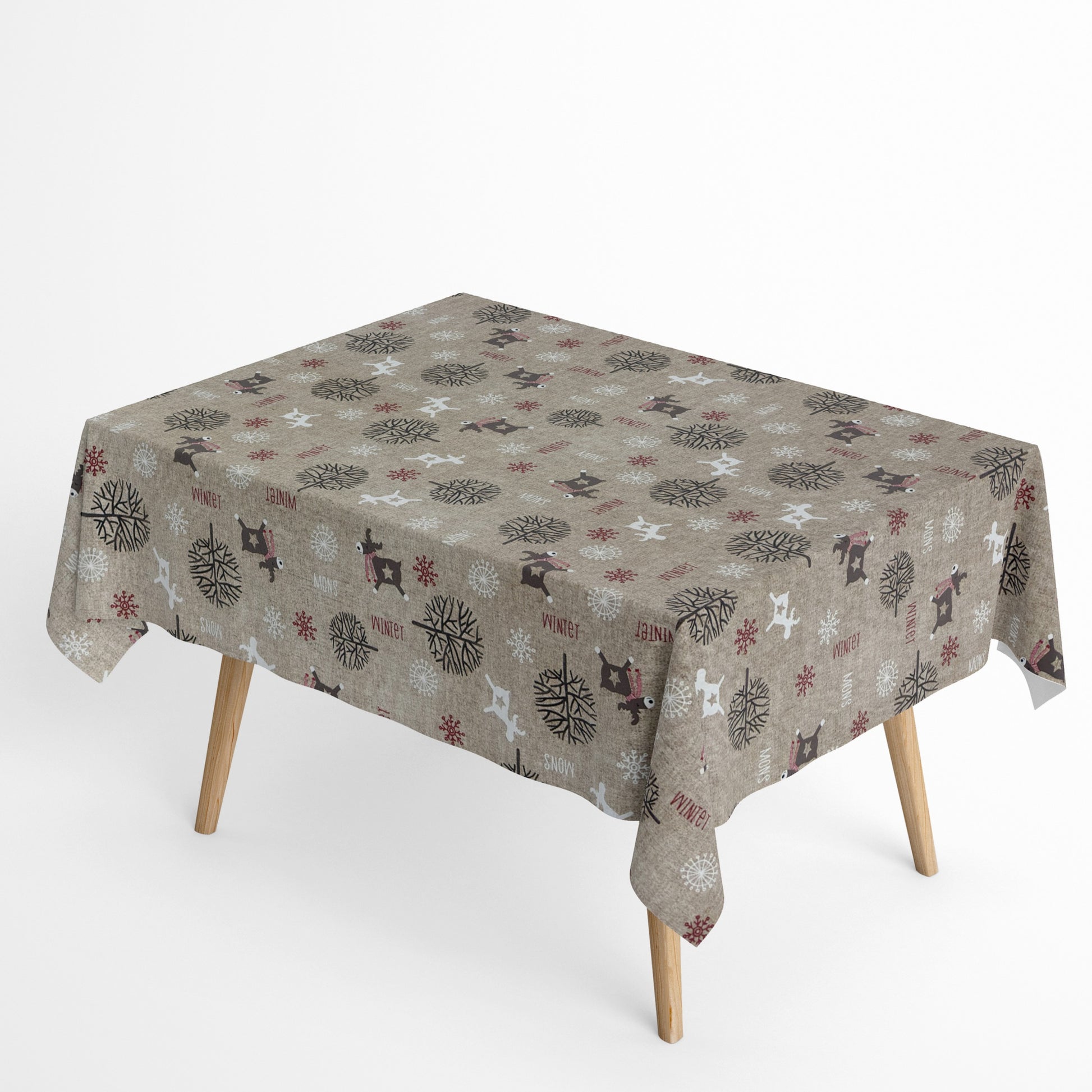 Tischdecke beschichtete Baumwolle Skandinavien Rentier Winter 