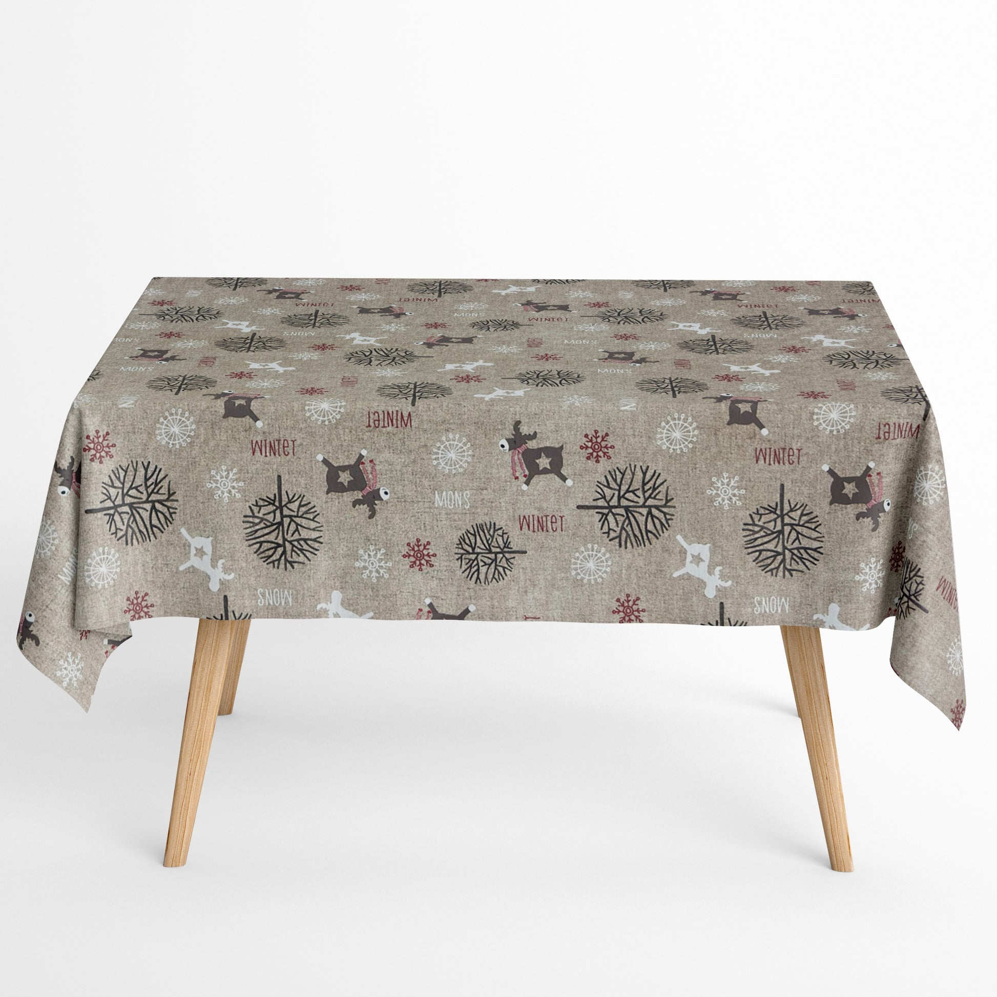 Tischdecke beschichtete Baumwolle Skandinavien Rentier Winter 
