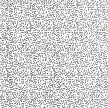 Jacquard Tischdecke aus beschichteter Baumwolle mit feinem Blättermuster aus kleinen Zweigen in Grau- und Naturtönen, fleckenabweisend und pflegeleicht.