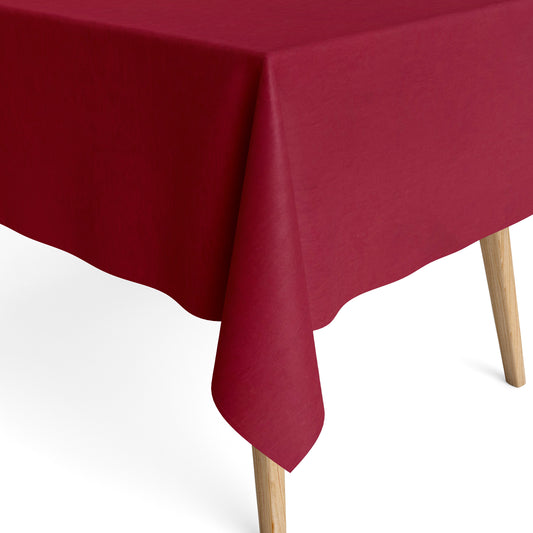 Jacquard Tischdecke aus beschichteter Baumwolle mit Fleckenschutz IBIZA BURDEOS bordeaux dunkelrot uni einfarbig eckig rund oval